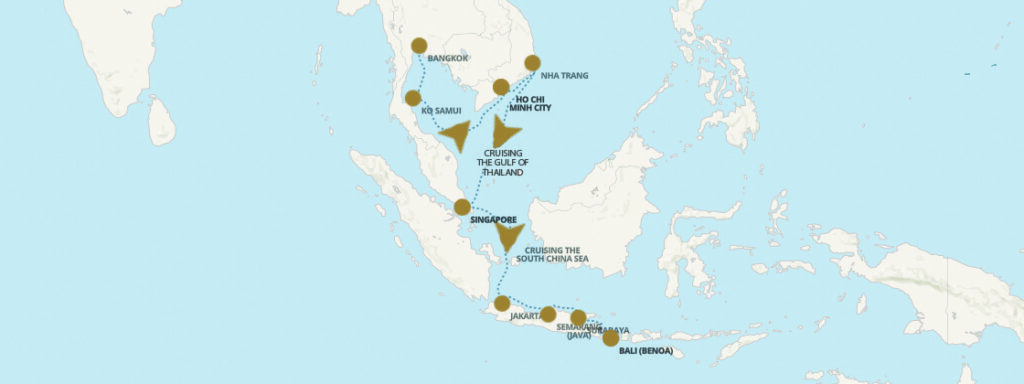 Cruise map Bangkok to Bali